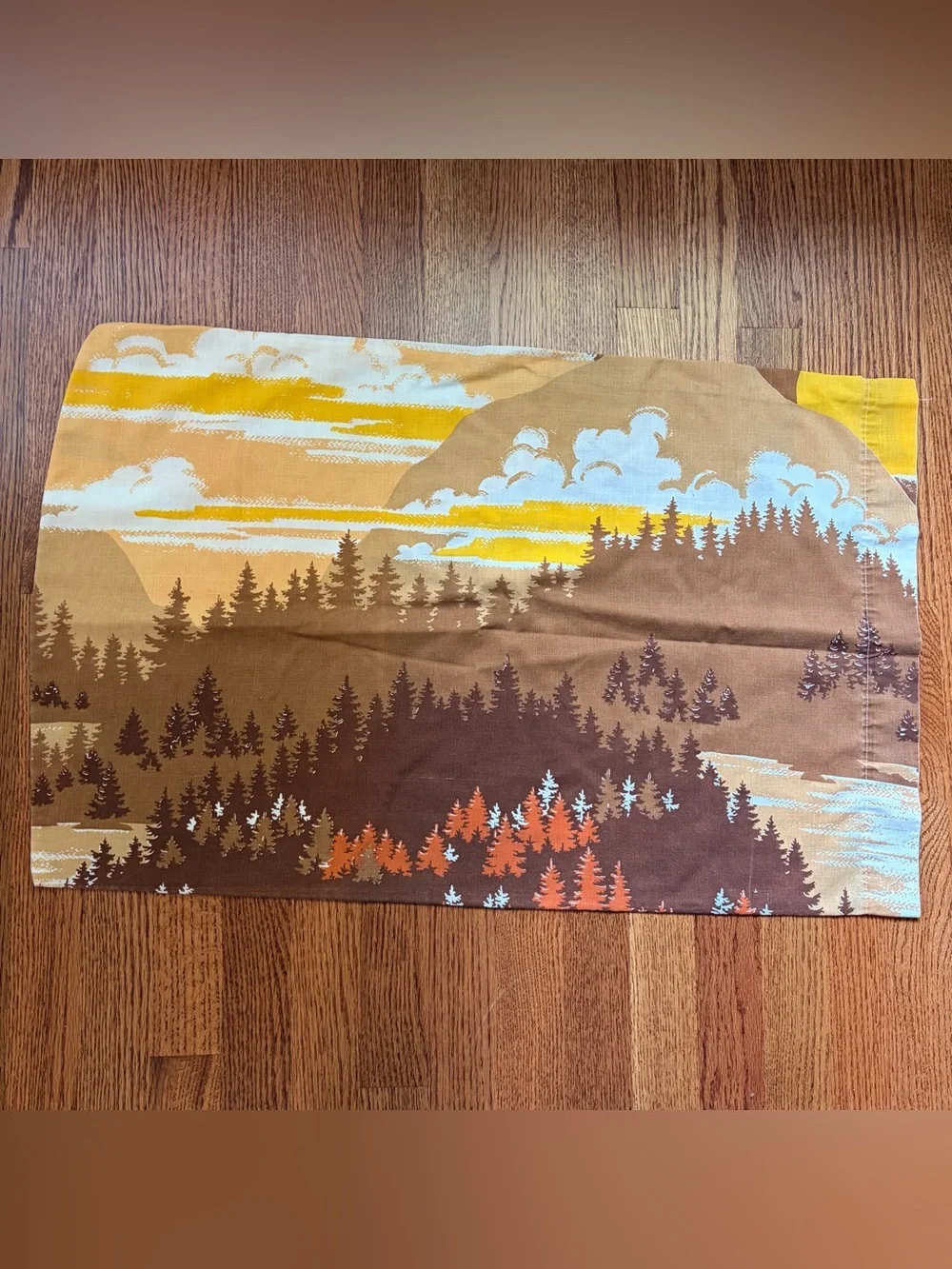 Vintage Bibb Mountain Landscape Bedding Set Twin Quilt Sheet Pillowcase Cabin